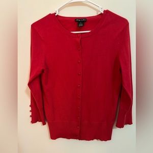 Red cardigan